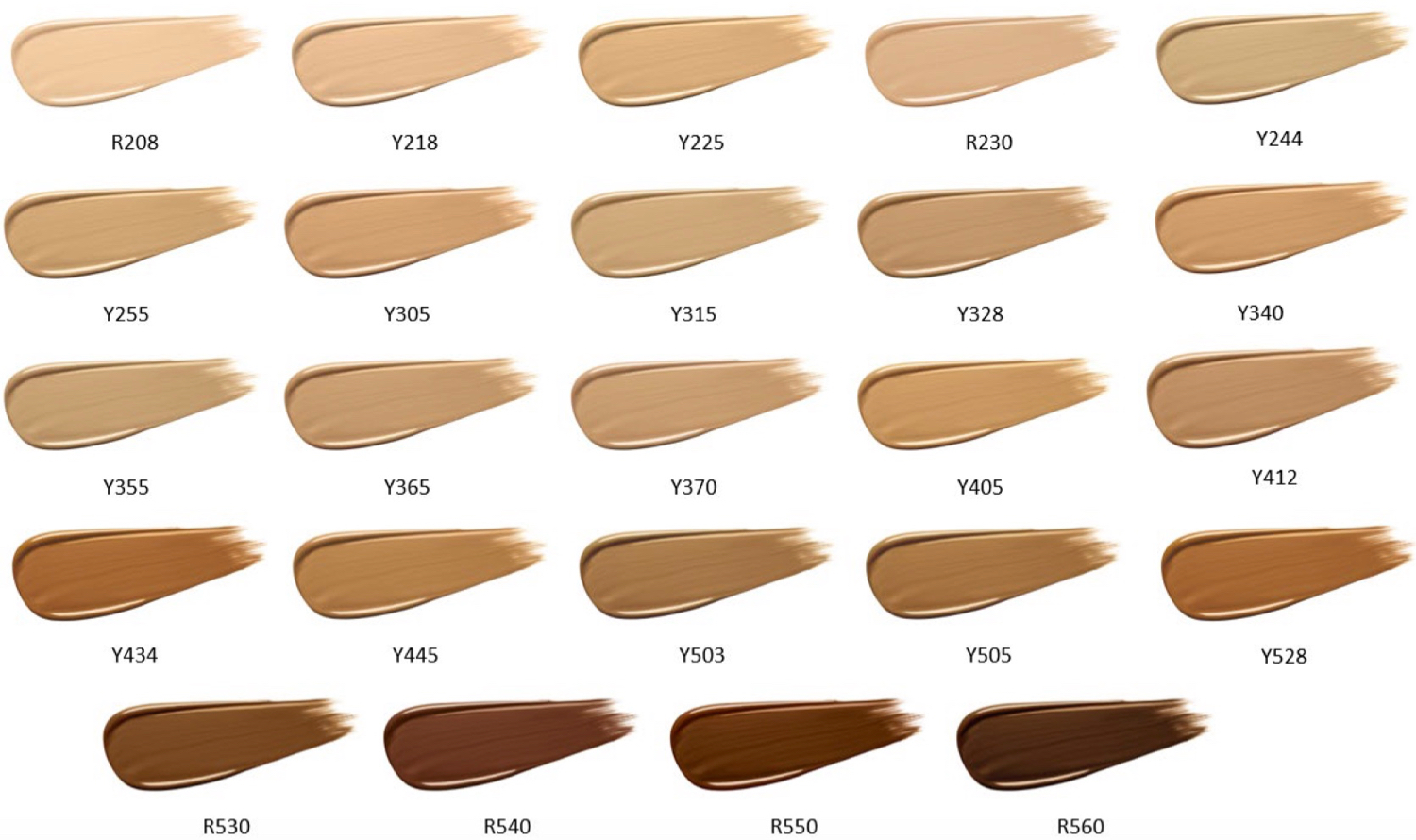 MAKE UP FOR EVER REBOOT Foundation Swatches All Shades